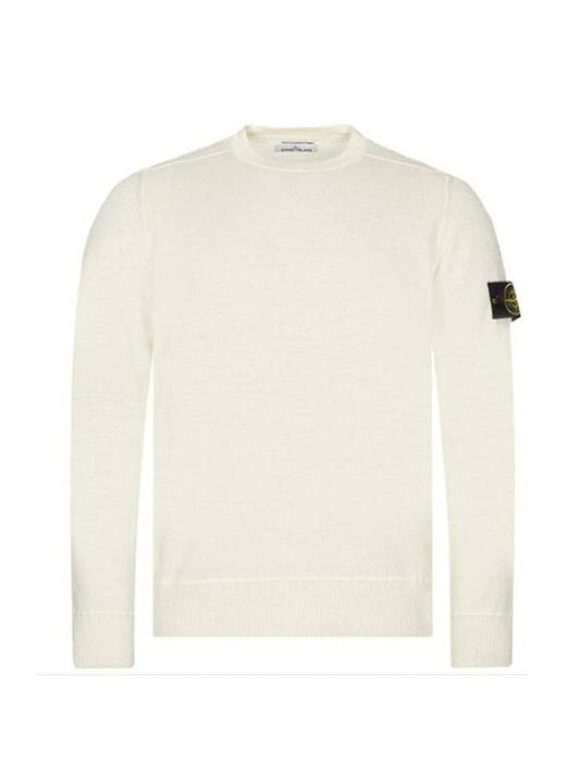 Wappen Patch Round Knit Top White - STONE ISLAND - BALAAN.