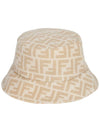 FF Jacquard Wool Silk Bucket Hat Beige - FENDI - BALAAN 2