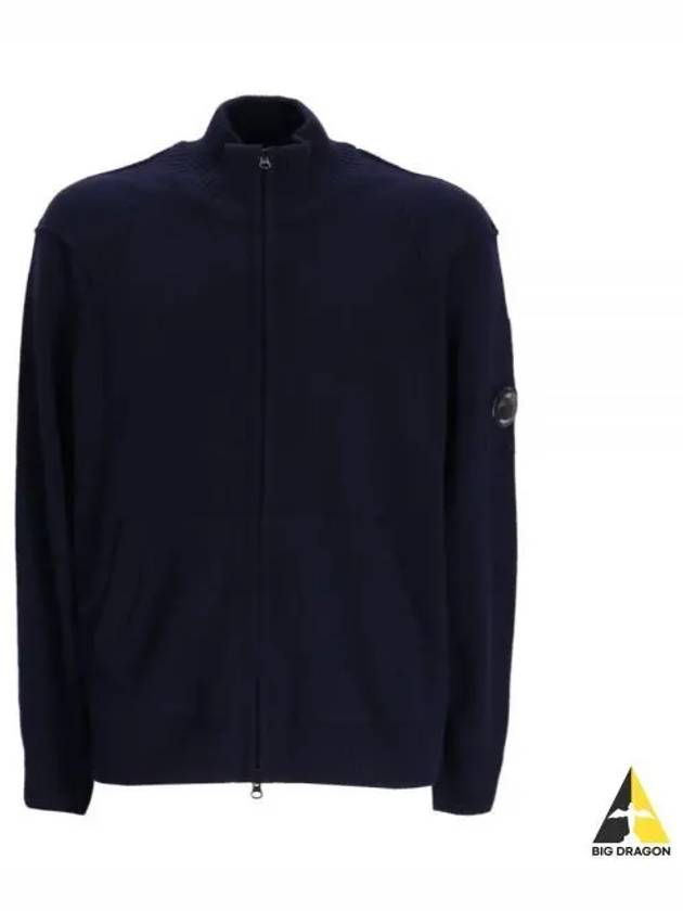 Lambswool GRS Zipped Cardigan Navy - CP COMPANY - BALAAN 2