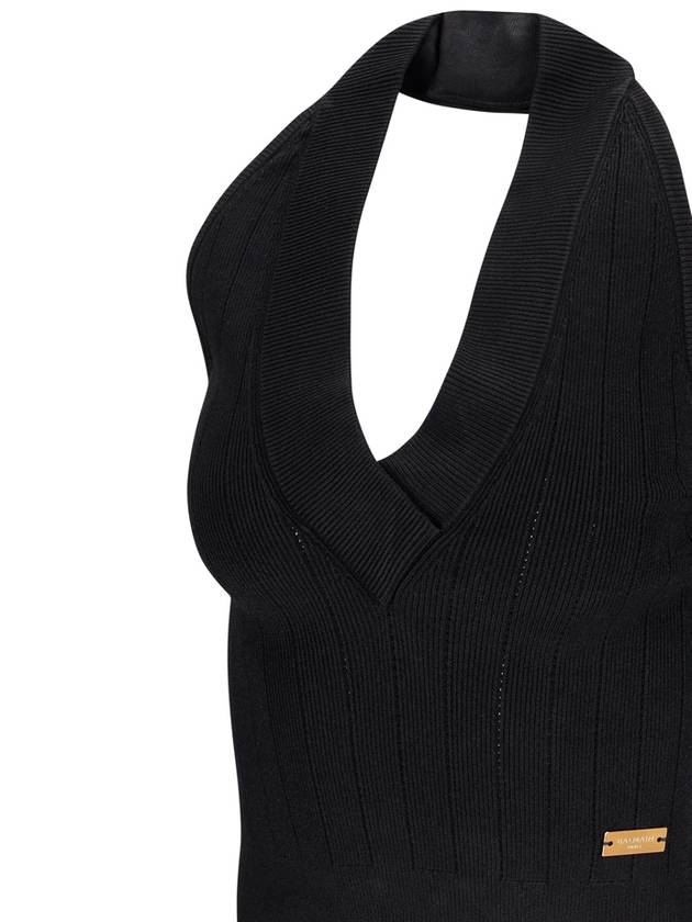 Halterneck Knit Top Sleeveless Black - BALMAIN - BALAAN 4