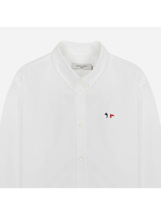 Men's Tricolor Fox Patch Cotton Long Sleeve Shirt White - MAISON KITSUNE - BALAAN 3
