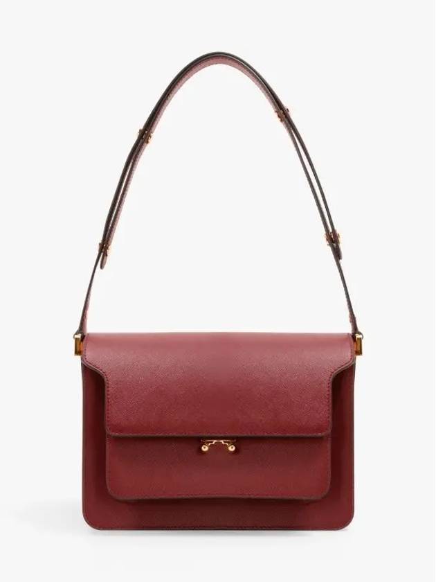 Saffiano Trunk Medium Shoulder Bag Burgundy - MARNI - BALAAN 5