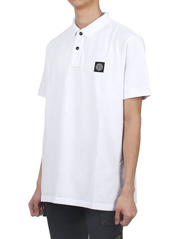 Pique Stretch Cotton Short Sleeve Polo Shirt White - STONE ISLAND - BALAAN 4