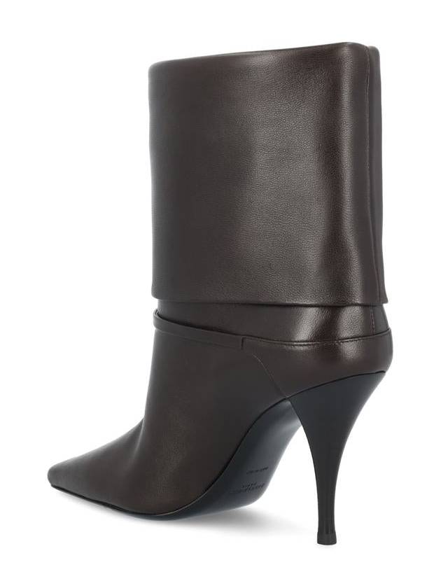 Niki Leather Ankle Boots Eagle Brown - SAINT LAURENT - BALAAN 4