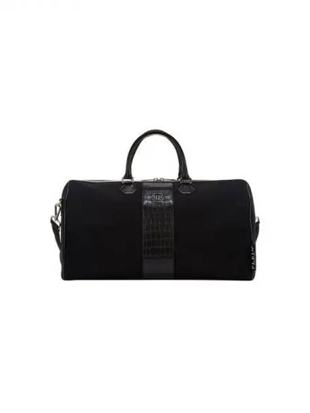 Men's Crocodile Effect Canvas Duffel Bag Black 270129 - PHILIPP PLEIN - BALAAN 1