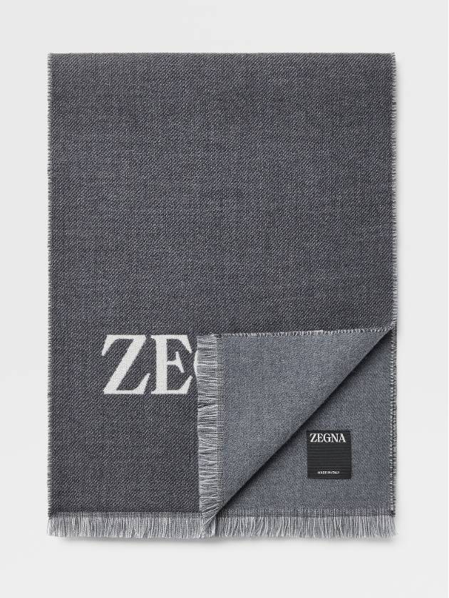 logo wool muffler gray - ERMENEGILDO ZEGNA - BALAAN 3