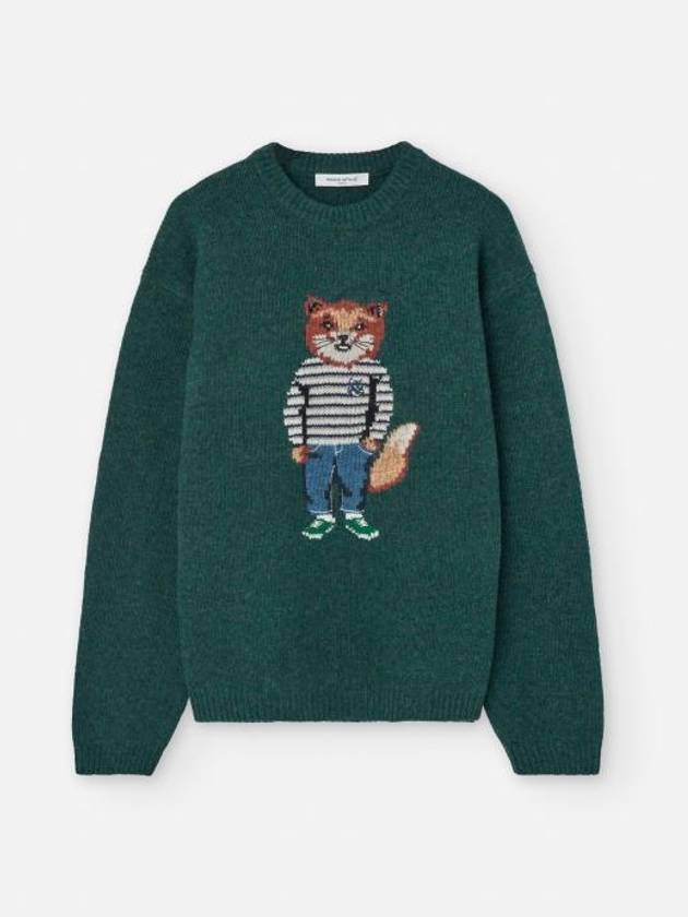 Dressed Fox Intarsia Knit Top Pine - MAISON KITSUNE - BALAAN 2