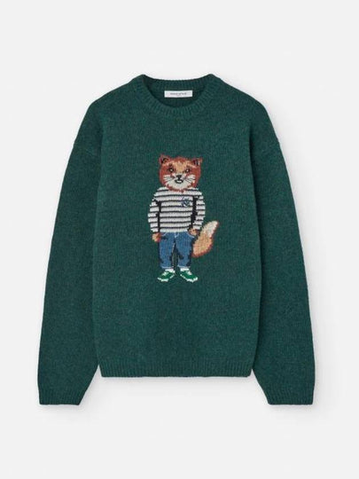 Dressed Fox Intarsia Knit Top Pine - MAISON KITSUNE - BALAAN 2