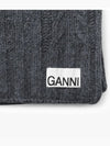 Logo Cable Knit Wool Muffler Grey - GANNI - BALAAN 4