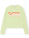 Isoli Logo Print Crew Neck Sweatshirt Green - GANNI - BALAAN 2