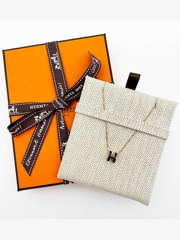 Mini Pop H Pendant Rose Gold & Noir - HERMES - BALAAN 2