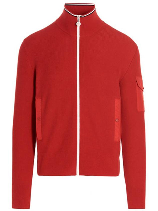 logo patch white zipper knit cardigan red - MONCLER - BALAAN 2