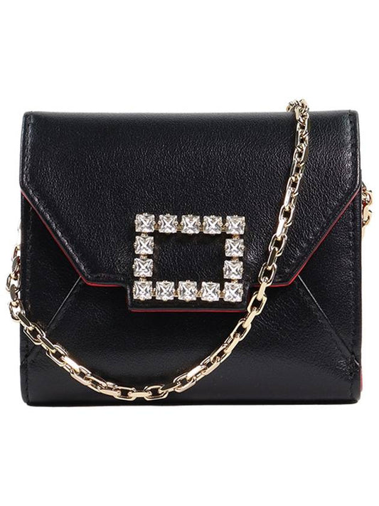 Crystal Buckle Leather Chain Bicycle Wallet Black - ROGER VIVIER - BALAAN 2