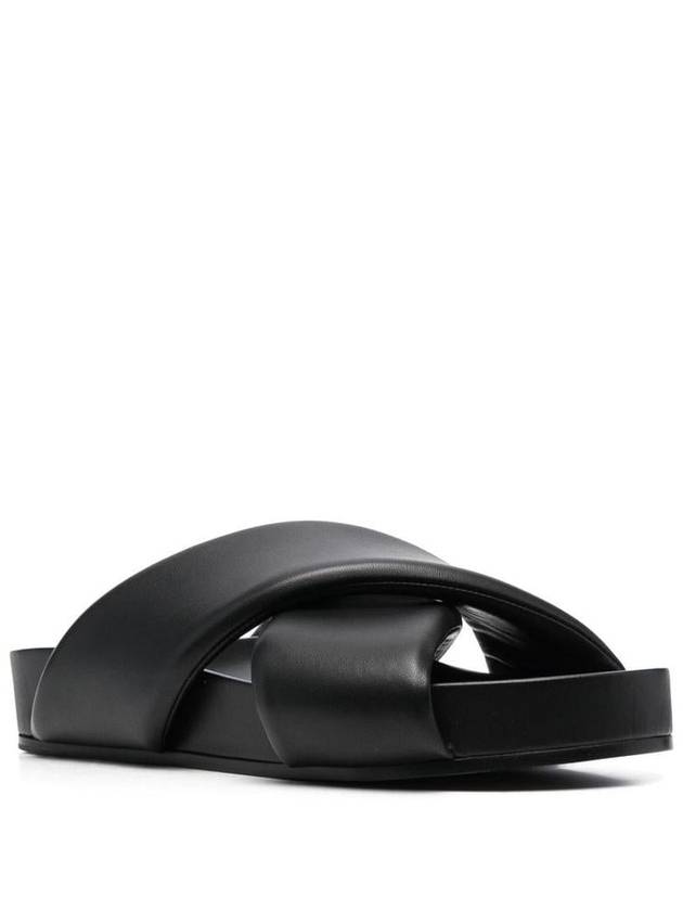 Cross Leather Slippers Black - JIL SANDER - BALAAN 3