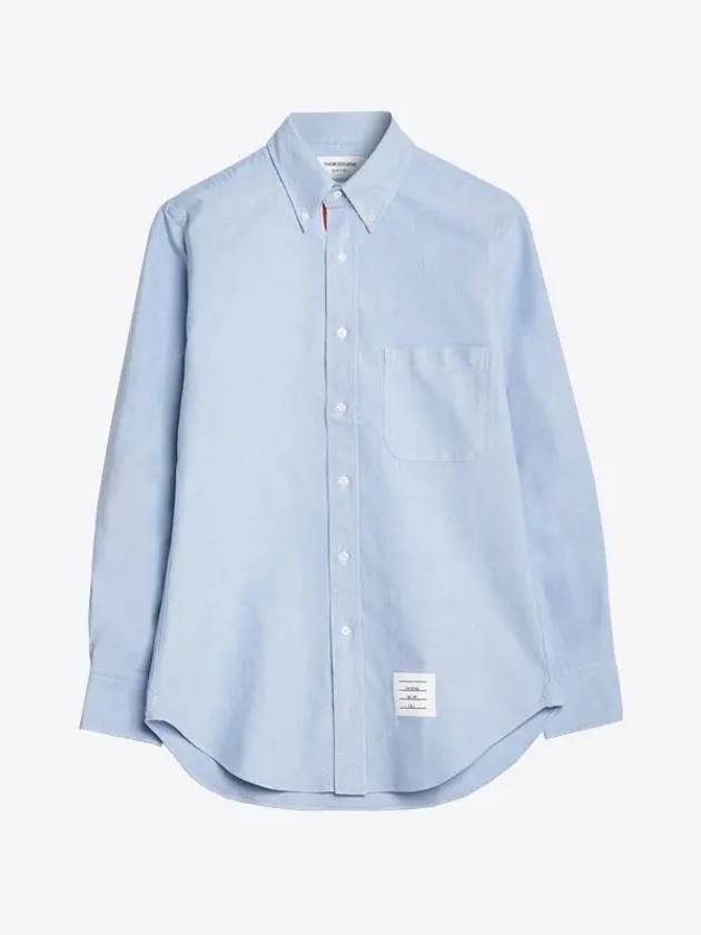 Men's Logo Patch Classic Cotton Long-Sleeved Shirt White Light Blue - THOM BROWNE - BALAAN 2