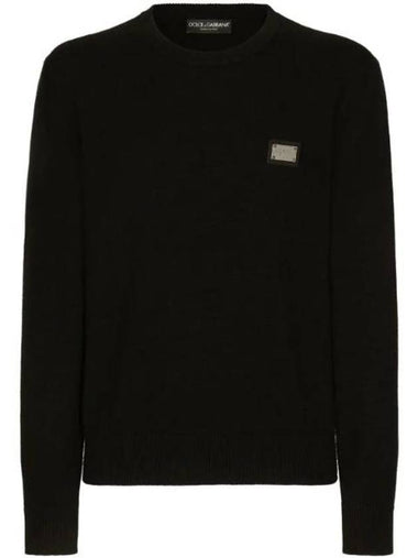 logo plaque wool cashmere knit top black - DOLCE&GABBANA - BALAAN 1