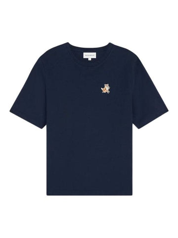 Speedy Fox Patch Comfort Short Sleeve T-Shirt Navy - MAISON KITSUNE - BALAAN 1