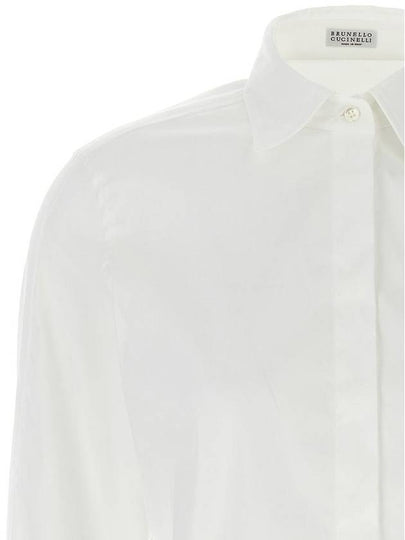 White Shirt With Pointed Collar In Cotton Blend Woman - BRUNELLO CUCINELLI - BALAAN 2