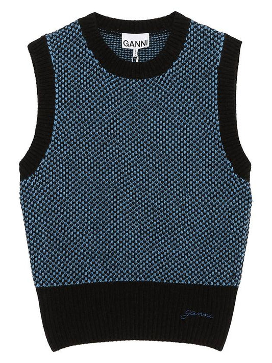 Jacquard Vest Blue - GANNI - BALAAN 2