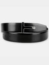 Silver T Logo Buckle Double-Sided Leather Belt Black - TOM FORD - BALAAN 4