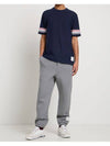 Textured Cotton Stripe Short Sleeve T-Shirt Navy - THOM BROWNE - BALAAN 5