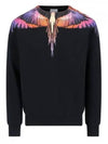 Icon Wings Printing Crew Neck Cotton Sweatshirt Black - MARCELO BURLON - BALAAN 2