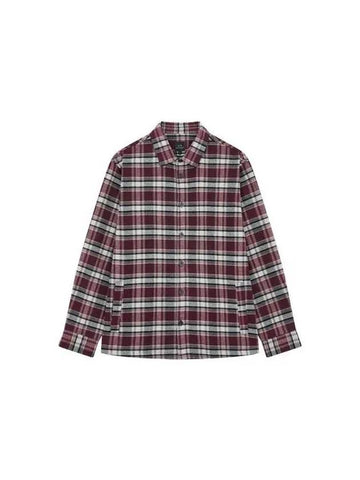 Men s Checked Cotton Flannel Overshirt Burgundy - ARMANI EXCHANGE - BALAAN 1