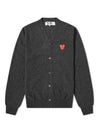 Men's Double Heart Wappen V-Neck Cardigan P1 N076 2 Gray - COMME DES GARCONS PLAY - BALAAN 1