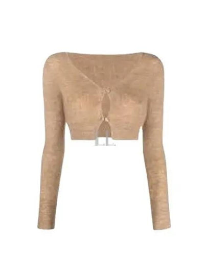 Le Alzou Cropped Mohair Cardigan Light Brown - JACQUEMUS - BALAAN 2