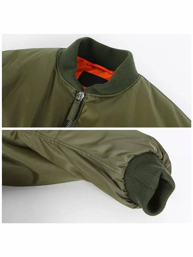 Cropped Re-Nylon Down Bomber Jacket Military Green - PRADA - BALAAN 6