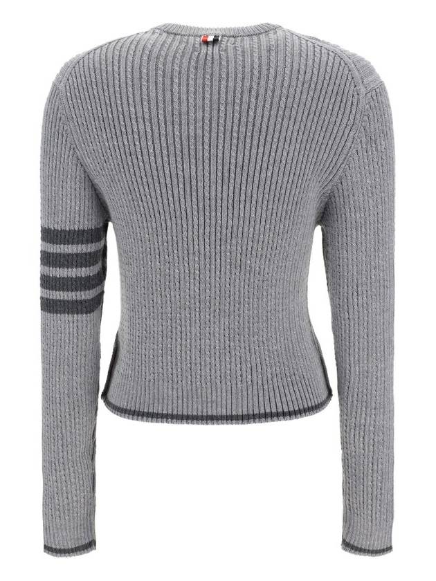 4 Bar Stripe Cable Knit Top Grey - THOM BROWNE - BALAAN 3