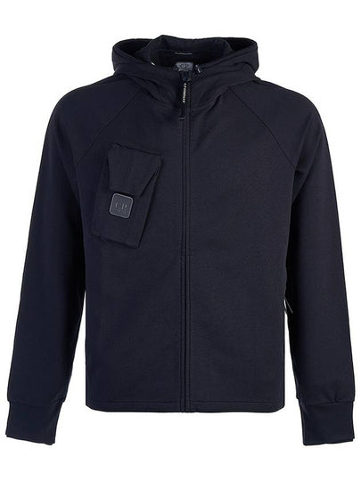 Metropolis Series Stretch Fleece Mixed Zip Up Hoodie Navy - CP COMPANY - BALAAN 2