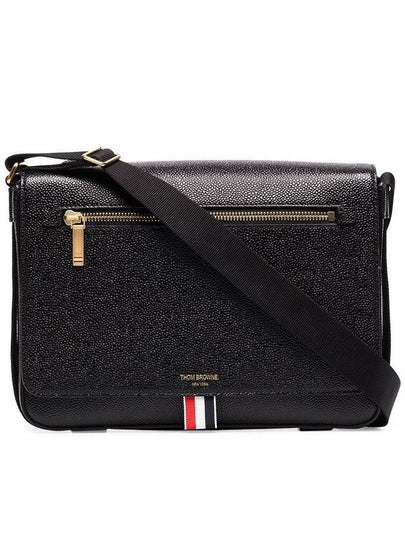 Tonal Strap Leather Reporter Cross Bag Black - THOM BROWNE - BALAAN 2