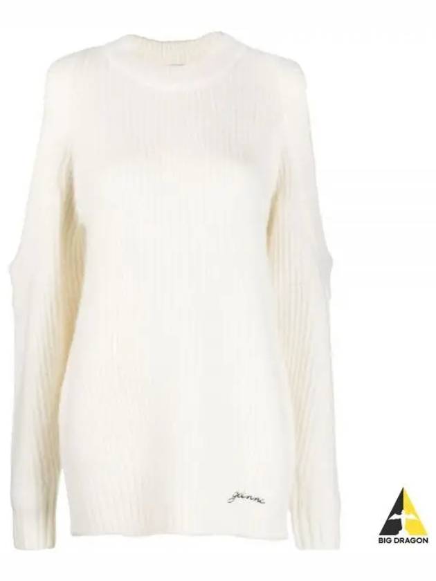 Jersey Logo Knit Top Ivory - GANNI - BALAAN 2