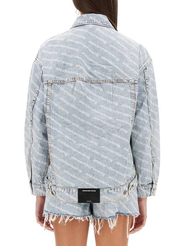 Women's Logo Print Denim Jacket - ALEXANDER WANG - BALAAN 4