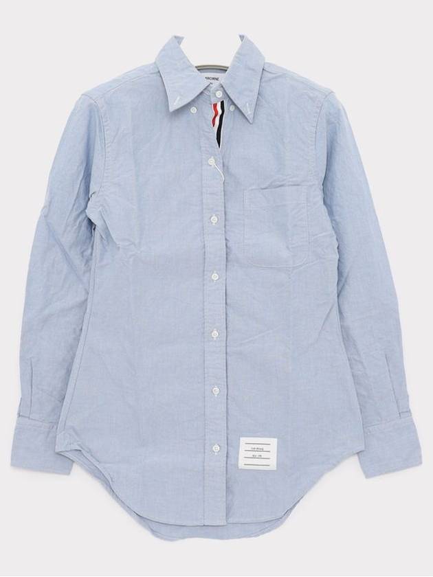 Button Down Cotton Oxford Long Sleeve Shirt Light Blue - THOM BROWNE - BALAAN 3