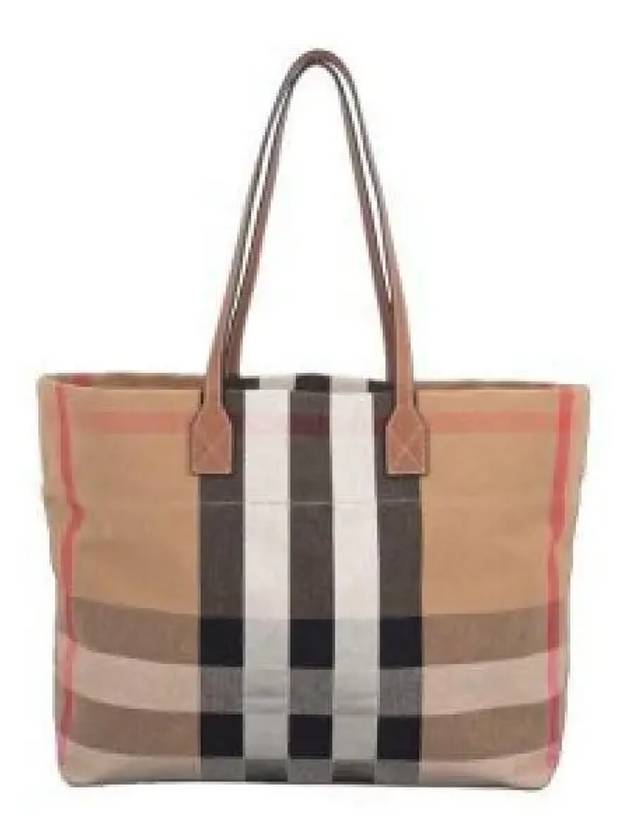 London check canvas medium tote bag 80840471 taupebrown - BURBERRY - BALAAN 2