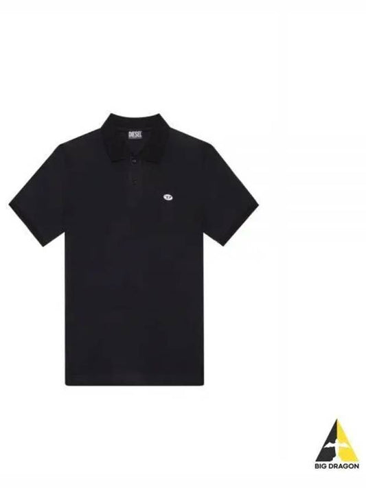 Slim Fit Organic Cotton Polo Shirt Black - DIESEL - BALAAN 2
