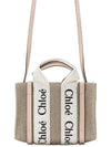 Woody Linen Canvas Calfskin Tote Bag Cement Pink - CHLOE - BALAAN 2