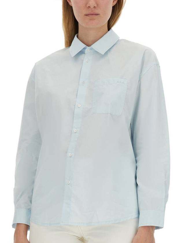 Boyfriend Long Sleeve Shirt Blue - A.P.C. - BALAAN 5