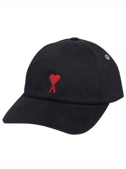 Embroidered Heart Logo Ball Cap Black - AMI - BALAAN 2