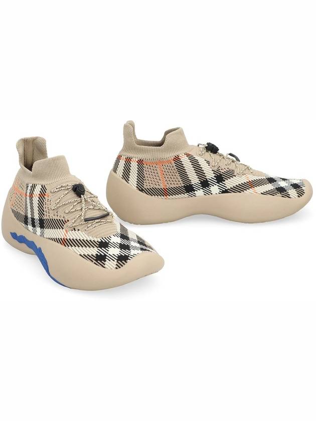 Check Knit Neptune Low Top Sneakers Sand - BURBERRY - BALAAN 4