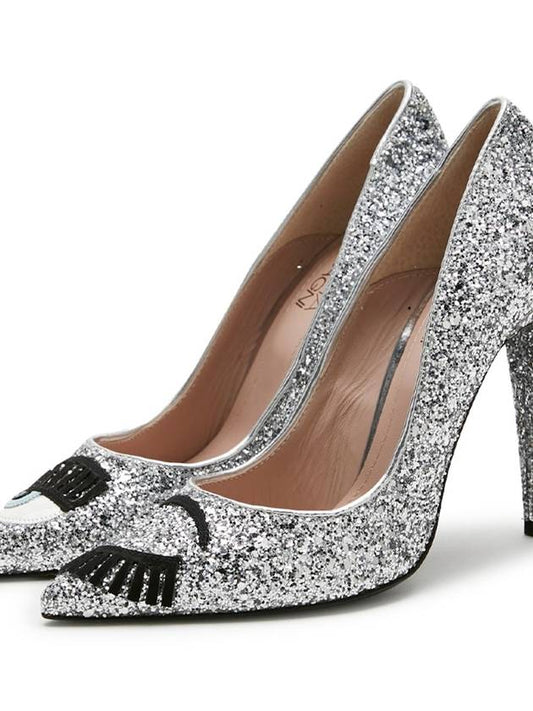 Women Makeup Glitter Silver High Heels CF632 - CHIARA FERRAGNI - BALAAN 2