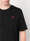 Small Heart Logo Boxy Fit Short Sleeve T-Shirt Black - AMI - BALAAN 5