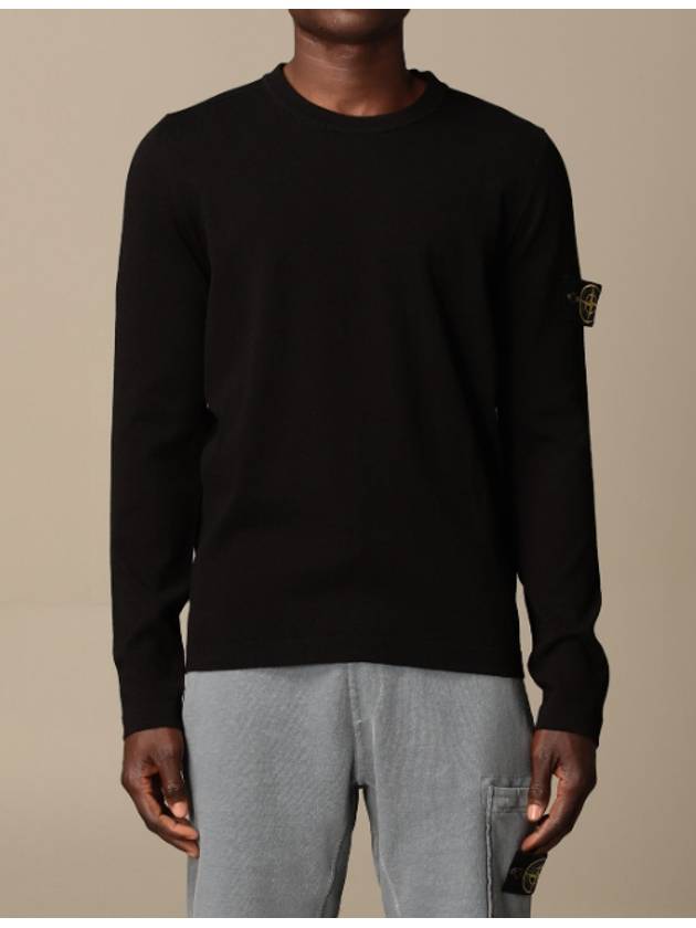 Wappen Patch Crew Neck Knit Top Black - STONE ISLAND - BALAAN 2