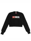 Logo Print Cotton Cropped Sweatshirt Black - DIESEL - BALAAN 2