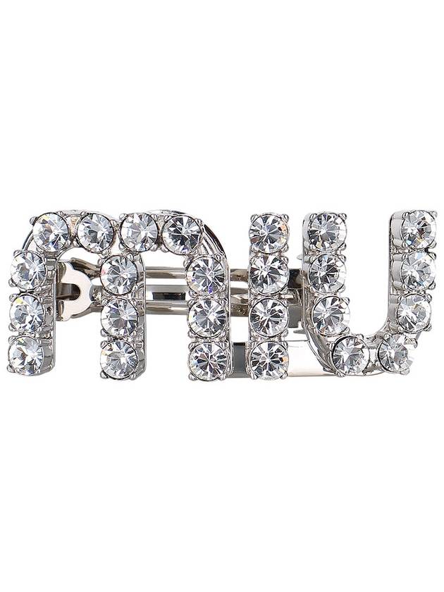 Logo Crystal Hair Clip Steel - MIU MIU - BALAAN 3