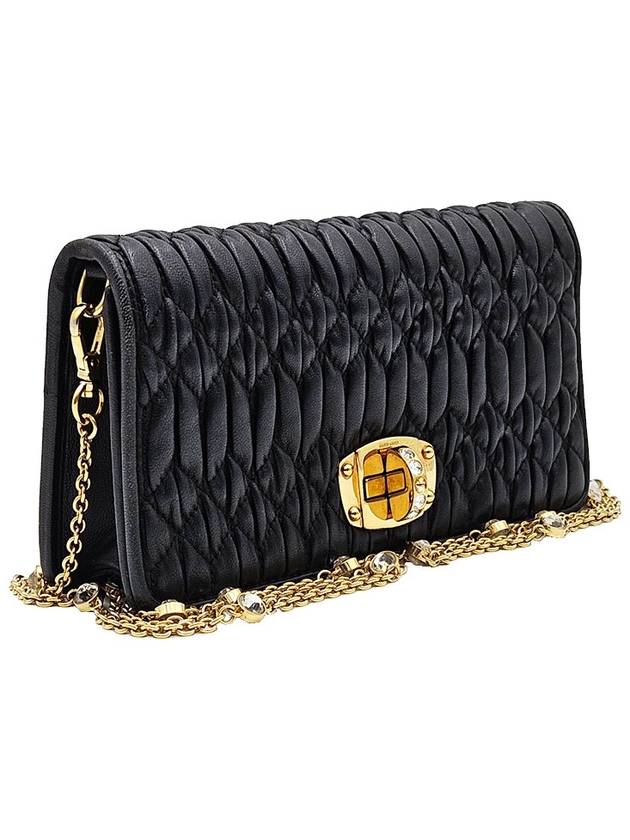 Miu Black Nappa Crystal Chain Mini Shoulder Bag - MIU MIU - BALAAN 2