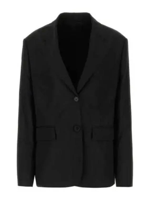 triangle logo single-breasted nylon blazer jacket black - PRADA - BALAAN 2