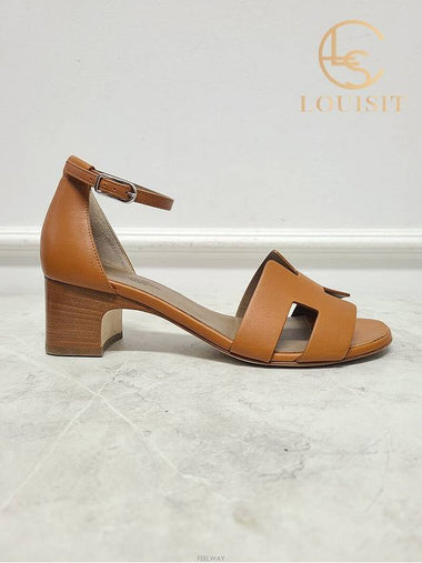 Used luxury goods Lewis It 37 Brown natural sense 50 strap sandals - HERMES - BALAAN 1